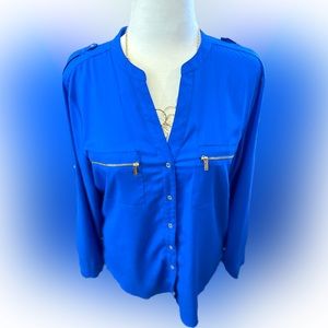 Calvin Klein royal blue blouse size large EUC
